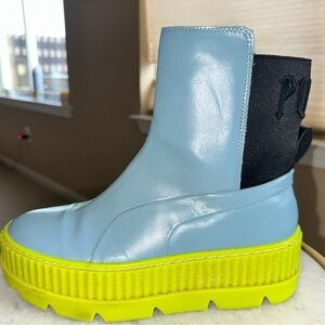Puma Blue and Yellow Ankle Boots with Thick Sole